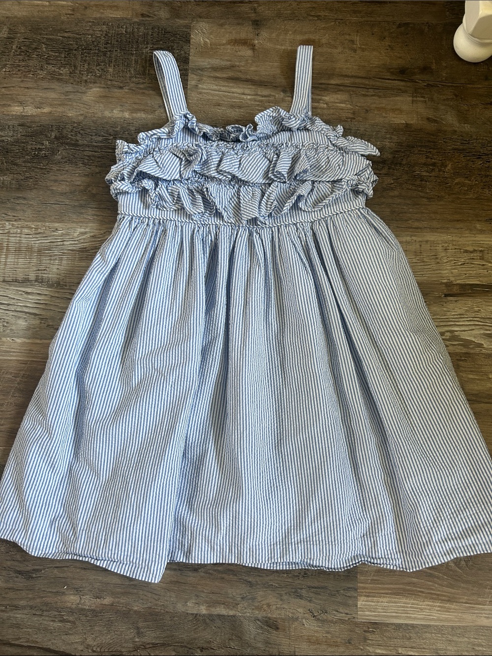 Ralph Lauren Blue and White Striped Ruffle Sundress 16